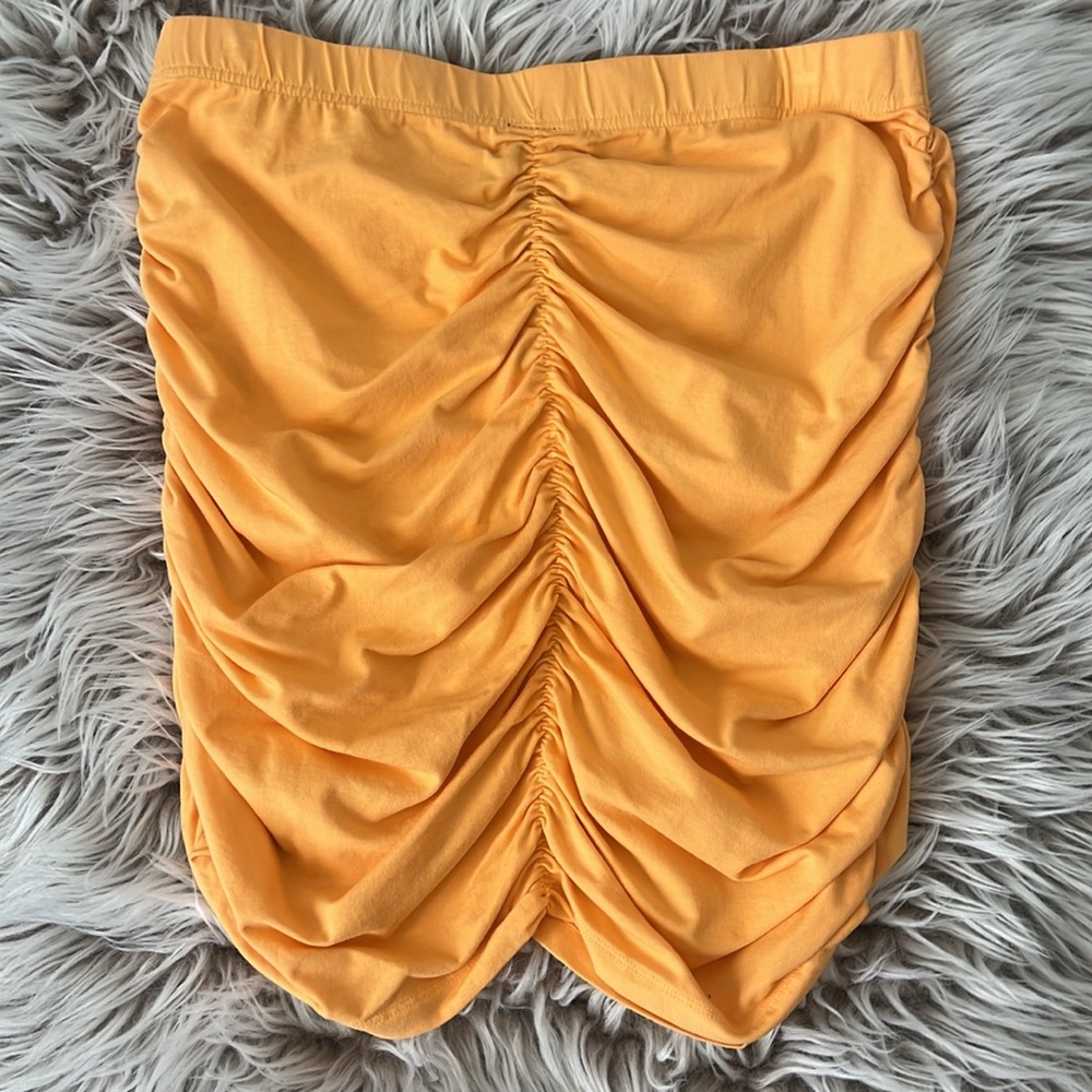 SOLD NWT Bobi Marigold Shirred Mini Skirt Size Medium - Picture 4 of 10